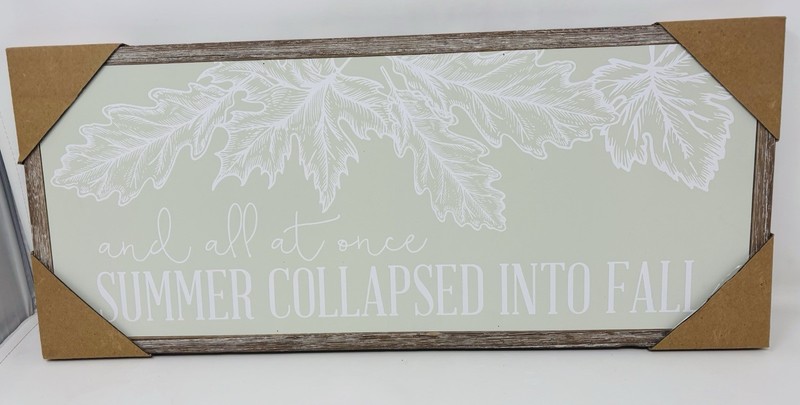 Summer Collapsed Into Fall Wall Sign 21″x9″ Autumn Farmhouse Rustic Home Decor