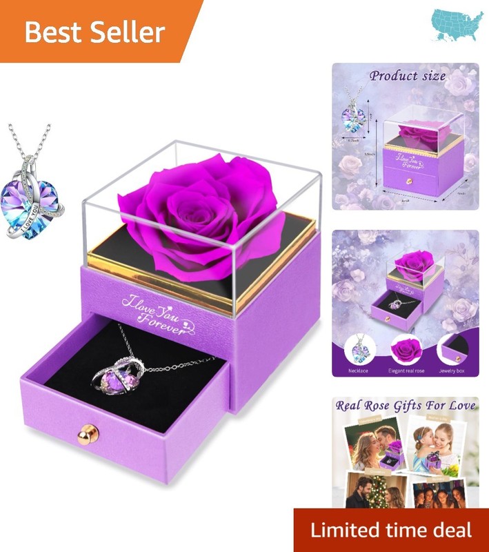 Forever Rose with ‘I Love You’ Necklace – Timeless Gift for Special Occasions
