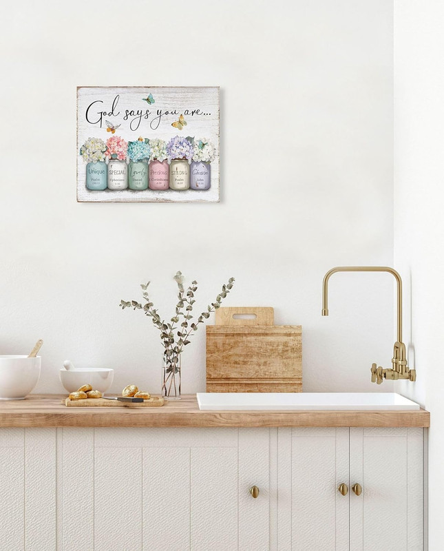Inspirational Bible Verse Wall Art: God Says You Are Wall Sayings Flowers in …