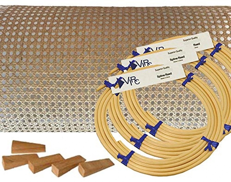 Pressed Cane Webbing Kit 1/2″ Fine Open Mesh with splines, Wedges and Instruc…