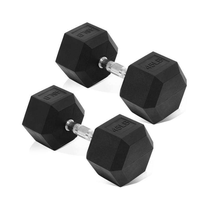 Fitvids Hex Dumbbells Rubber Coated Hand Weights for Exercises and Fitness Ho...