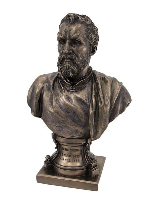 Michelangelo Bronze Finish Bust Statue Artist