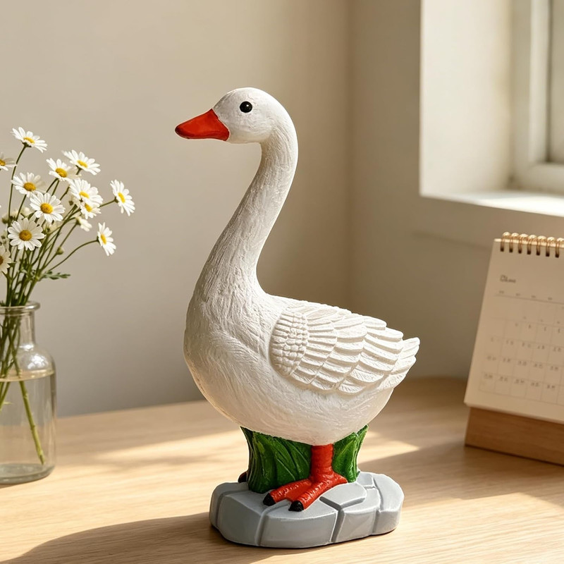 7 Inch Desk Goose Figurine Desk Goose Statue for Office Table Decor Home Decorat
