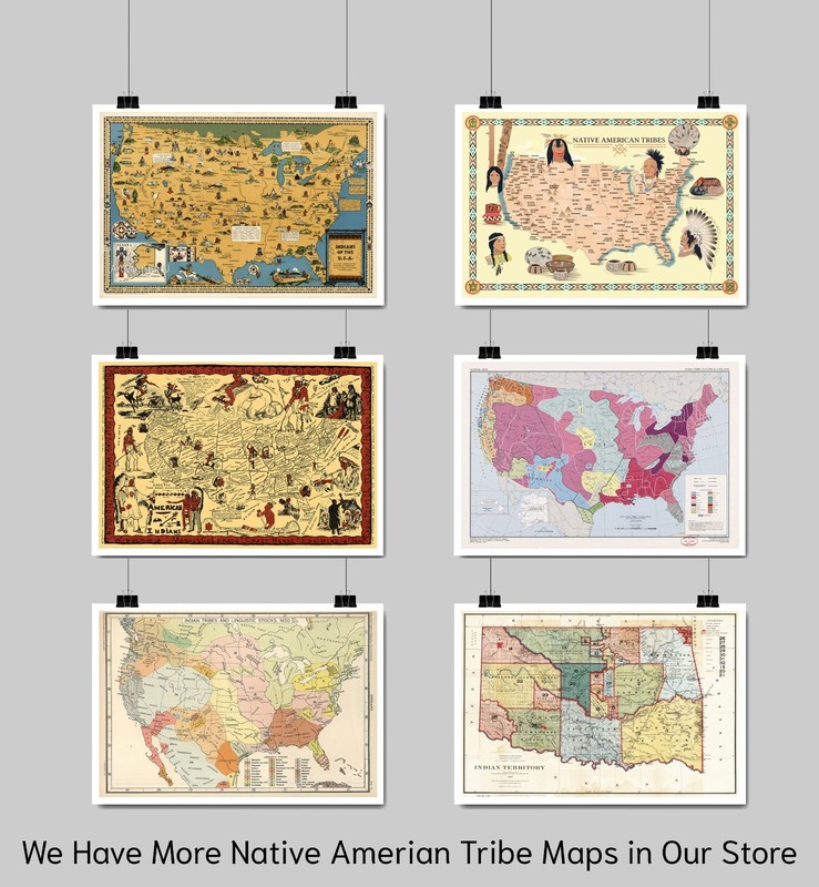 1972 Indian Land Cessions Map. Native American History Poster Home School Print gallery