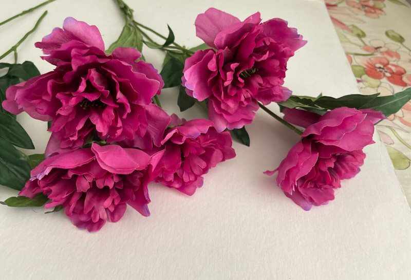 Purple Rose Peony, Faux Silk Floral Spray Bush, Artificial Bouquet, 20" Height gallery