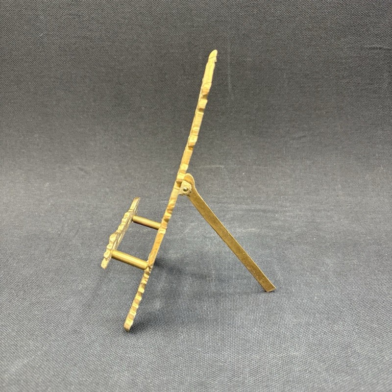 Ornate Antique Style Gold Metal Display Easel, Brushed Brass, Small 6” gallery