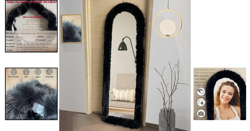 Soft Polyester Fluffy Mirror Cover - 59"x16" for Stylish Home Protection gallery