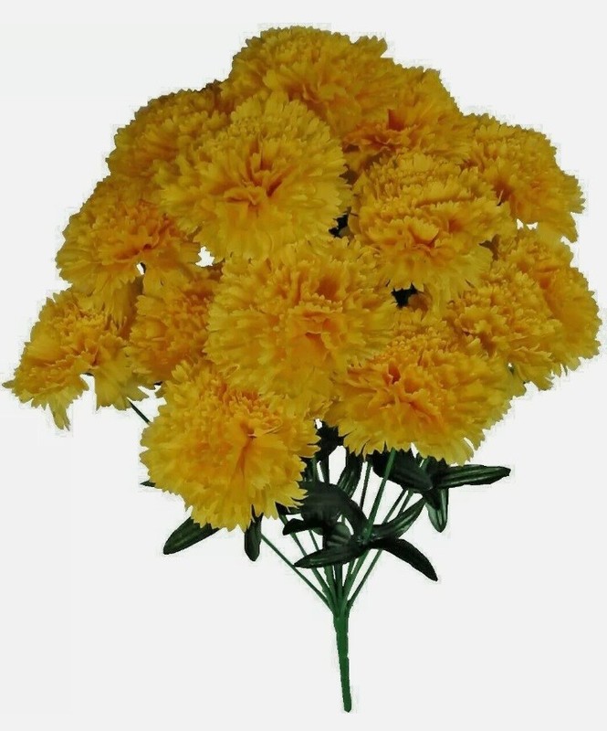 14-Yellow Carnation 20″ Bush Artificial Indoor Outdoor Silk Flower Home Décor US
