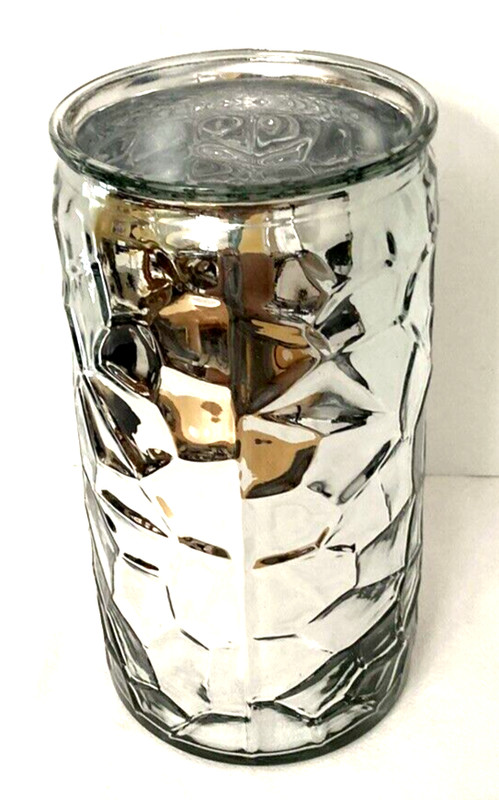 Mirrored Glass Vase Silver Cylinder 9.5" H Flower Arranging Holiday Glam Shiny gallery