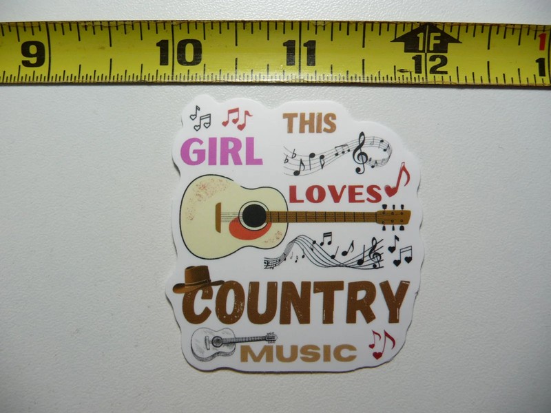 MUSIC BARS NOTES THIS GIRL LOVES COUNTRY MUSIC NOTES SMALL STICKER DECAL BAND