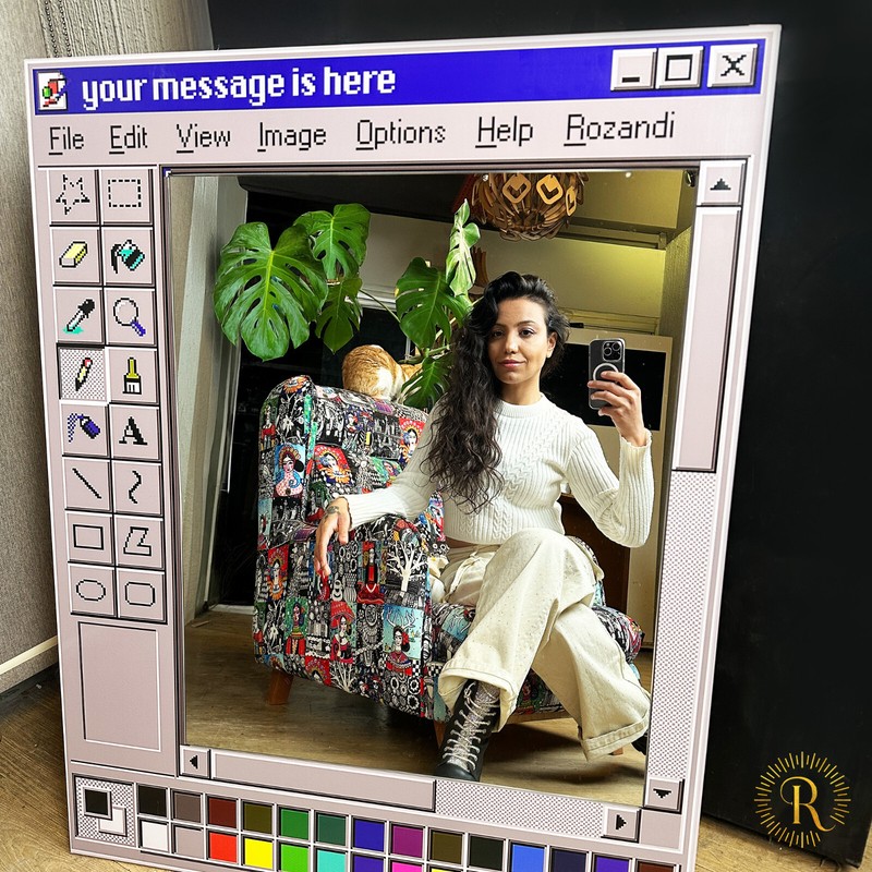 MS Paint Mirror With Custom Title, Retro Wood Windows Paint Frame, Free Shipping