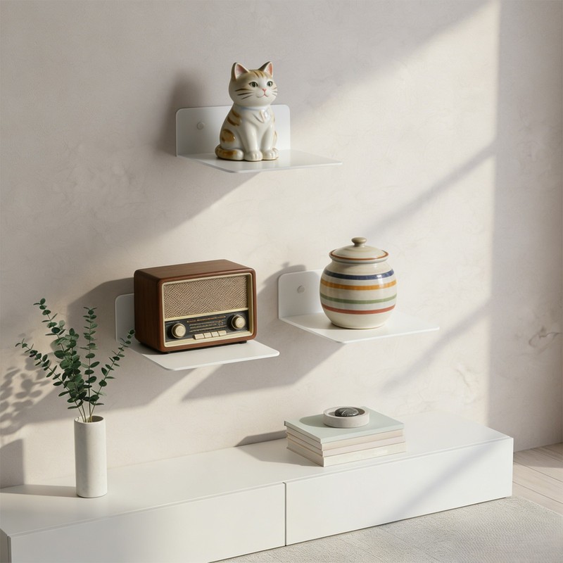 Acrylic Floating Wall Shelves 3 pcs Compact Size for Decor Functional Display gallery