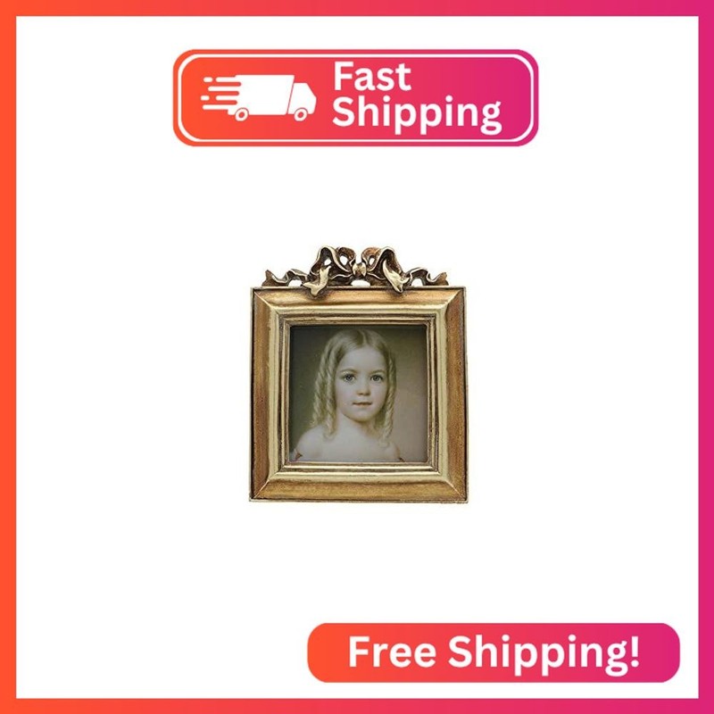 SYLVIA'S SHOP Small Vintage 3x3 Square Picture Frame, Mini Antique Ornate Photo