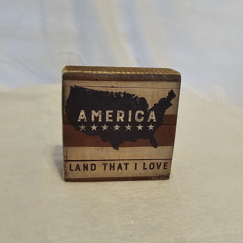 Patriotic America Land That I Love Primitives By Kathy Wood Block Decor 3x3x1 In