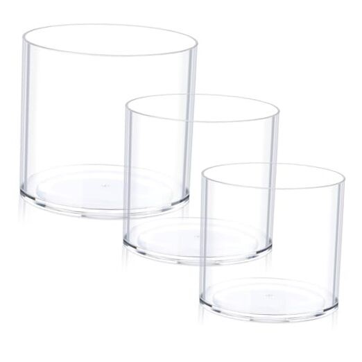 Clear Vase Polycarbonate, Round, Transparent, Wide Mouth, 6 inches, Set of 3