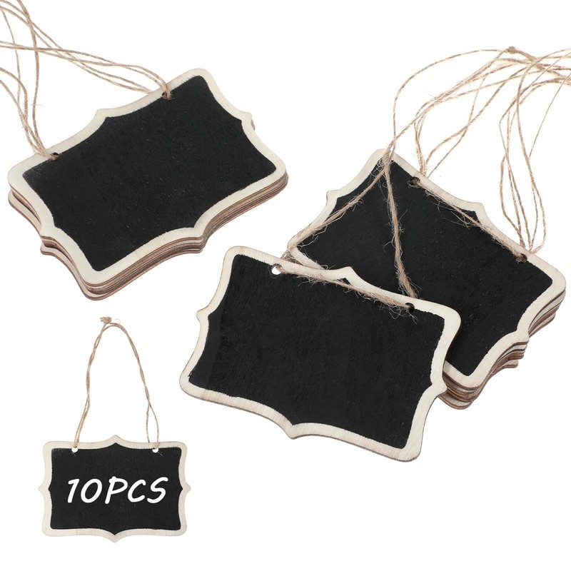 10 Pack Mini Chalkboard Signs for Food, Hanging Chalk Board Sign with String …