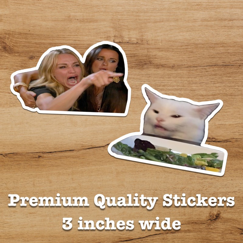 Smudge The Cat Woman Yelling Meme TikTok Premium Vinyl Sticker Decal 3 inches x2