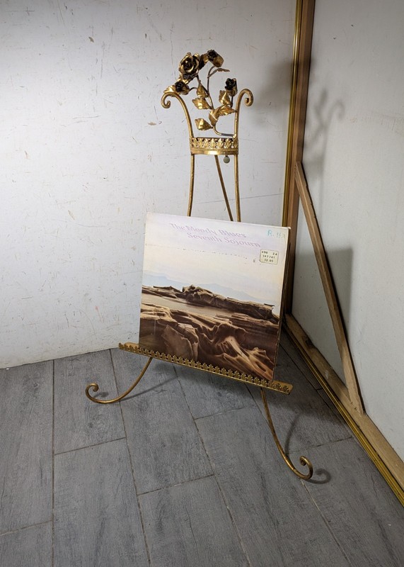 Vintage Italian Regency Florentine Gold Gilt Metal Display Easel Stand Floral gallery