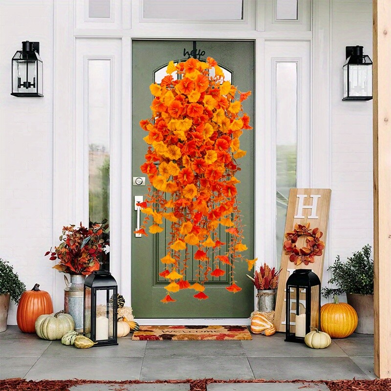 4PCS Artificial Morning Glory Vines UV Resistant Hanging Flowers Outdoor Decor gallery