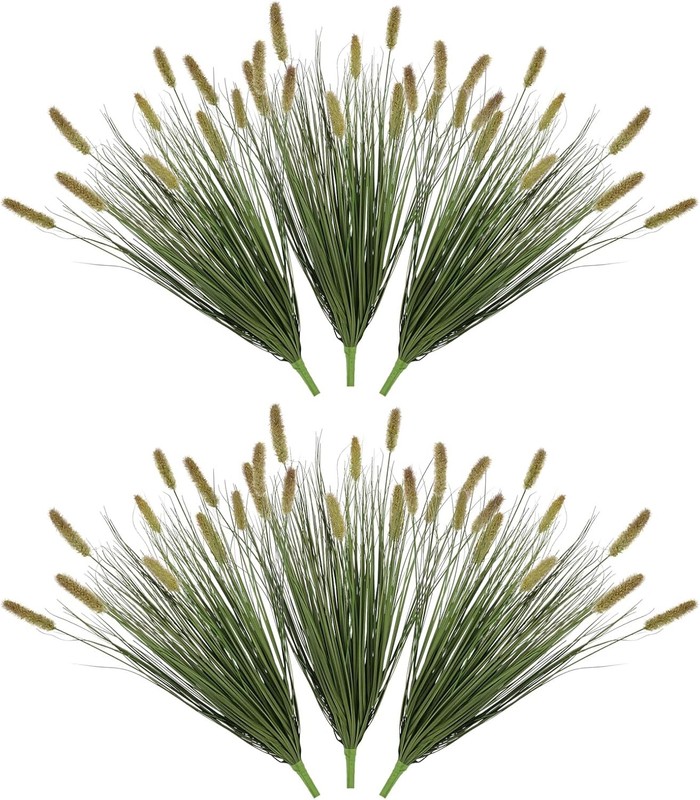 24 inches Extra Lush Artificial Reed Grass (6pcs), Luxury Fake Plants with 10
