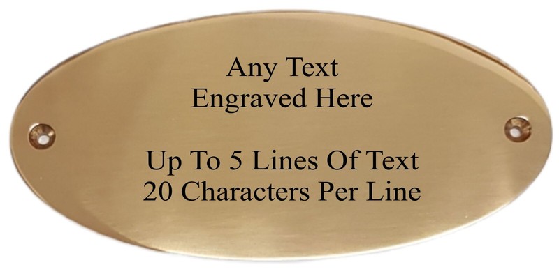 Personalised Engraved Oval Plain Premium Solid Brass Door Plate 135 X 65MM