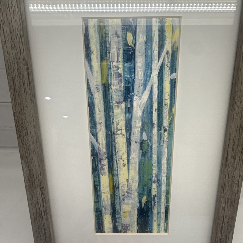 Blue Green Birch Tree Wall Art Julia Purinton Birches In Spring Panel 1 Framed gallery