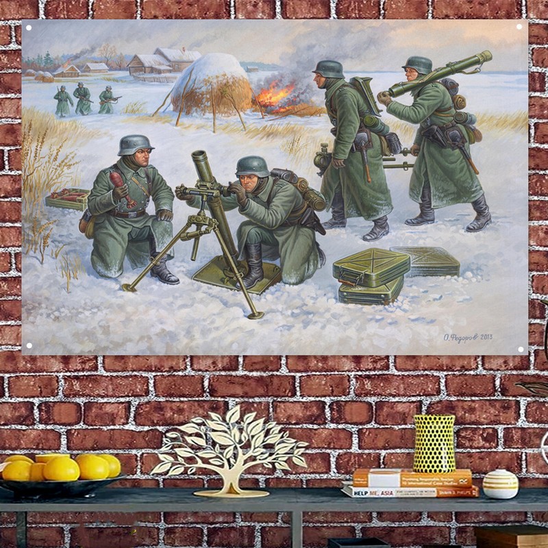 German mortar men Poster and Prints Wall Charts Military Art Flag Home Decor