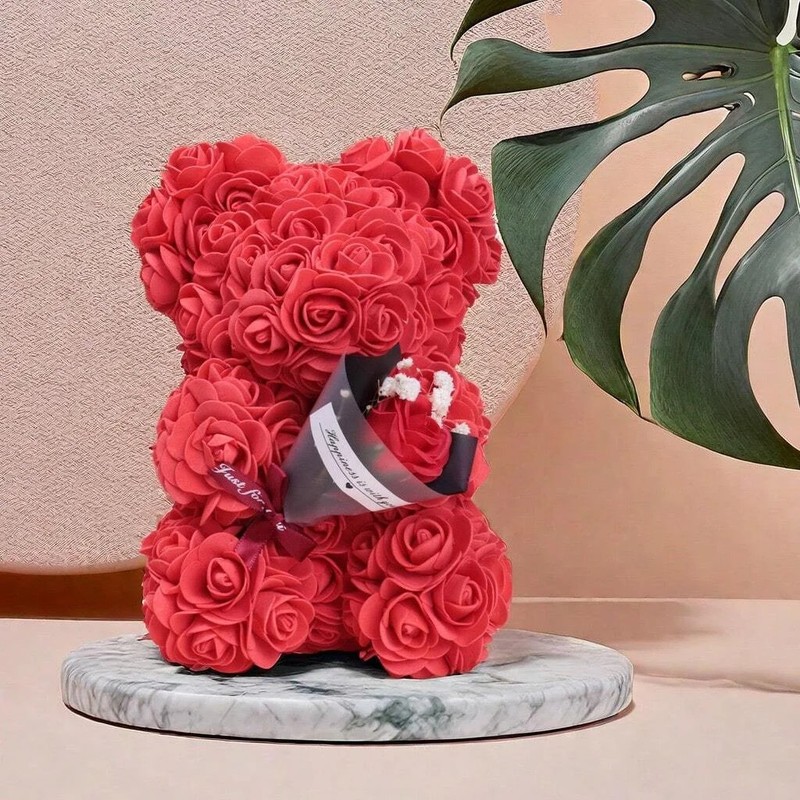Foam Rose Teddy Bear Bouquet Gift for Valentine’s Day gallery