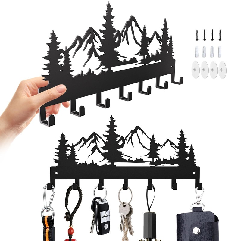 2 Pack Key Holder Wall Mount with 14 Key Hooks, 12″x5.7″ 20LB Metal Key Hange…