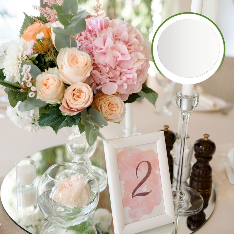 6 Pack 12 Inch Mirror Centerpieces for Table, Round Mirrors Table Plate, Black gallery