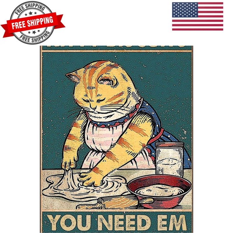 Vintage Kitty Biscuits Metal Sign – Whimsical Cat Decor for Cottage Core and …