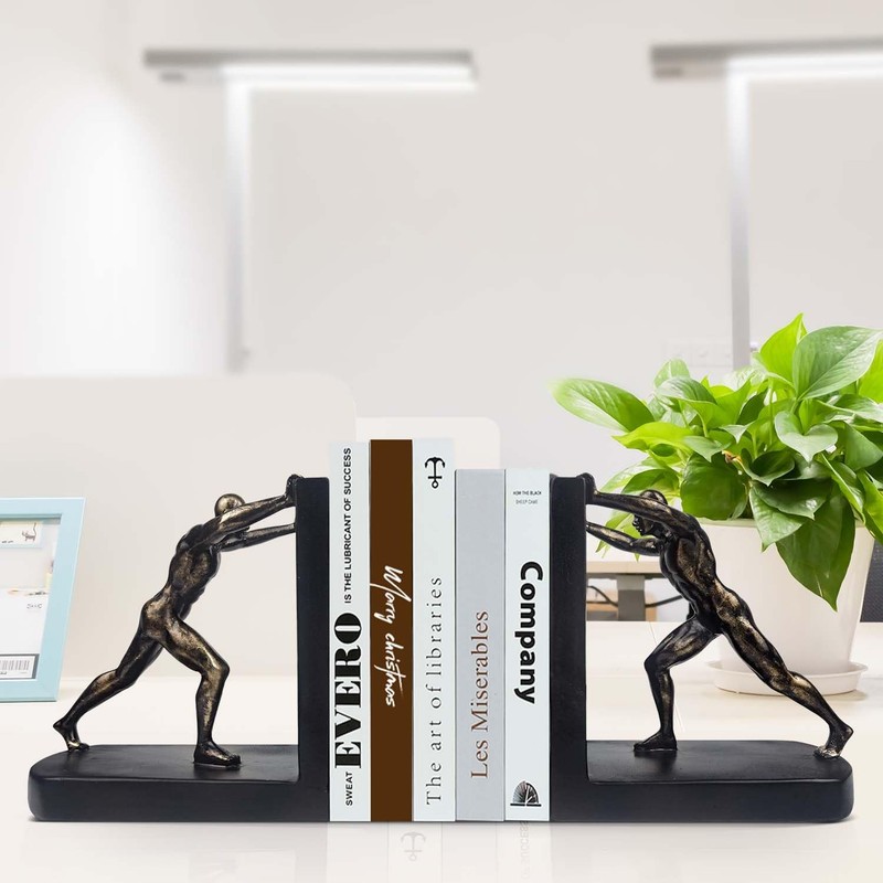 1 Pair 7 Inch Resin Man Decorative Bookends NonSkid For Heavy Books gallery