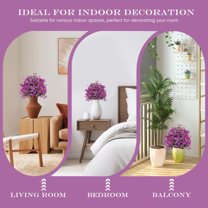 23" Set of 2 Artificial Boxwood Topiary Ball with Violet Flowers with Spikes ... gallery