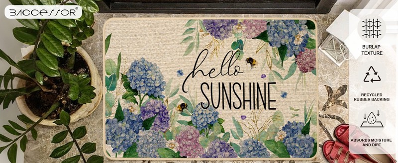 Spring Summer Doormat 17x29 inch, Hydrangea Welcome Door Mat Rug for Floor Non gallery