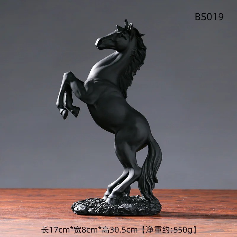 European Style Resin Victory Horse Statue Home Office Desktop Decor Figurine