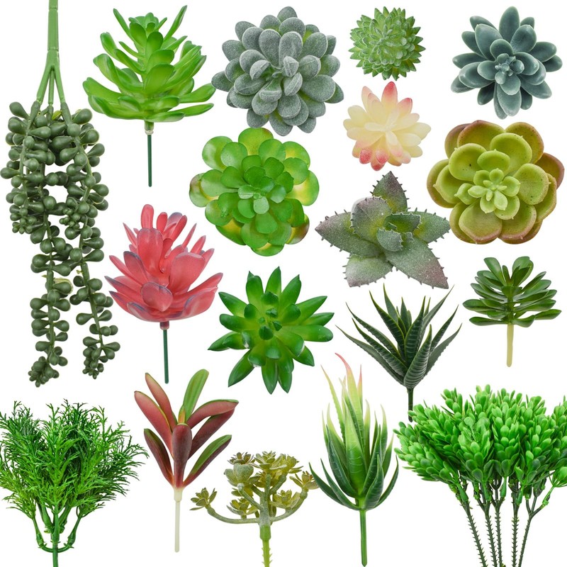 18pcs Artificial Succulent Plants Realistic Unpotted Fake Succulents Mini Faux