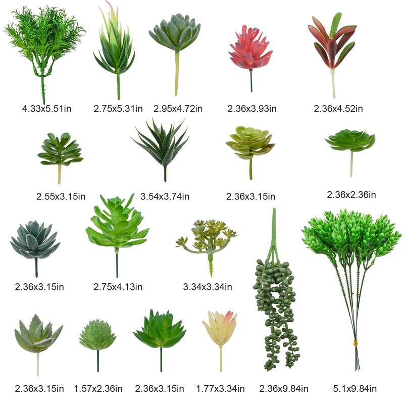 18pcs Artificial Succulent Plants Realistic Unpotted Fake Succulents Mini Faux gallery