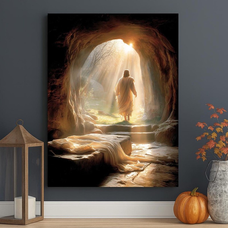 Risen Jesus Canvas Print, Empty Tomb Christian Easter Resurrection Wall Art