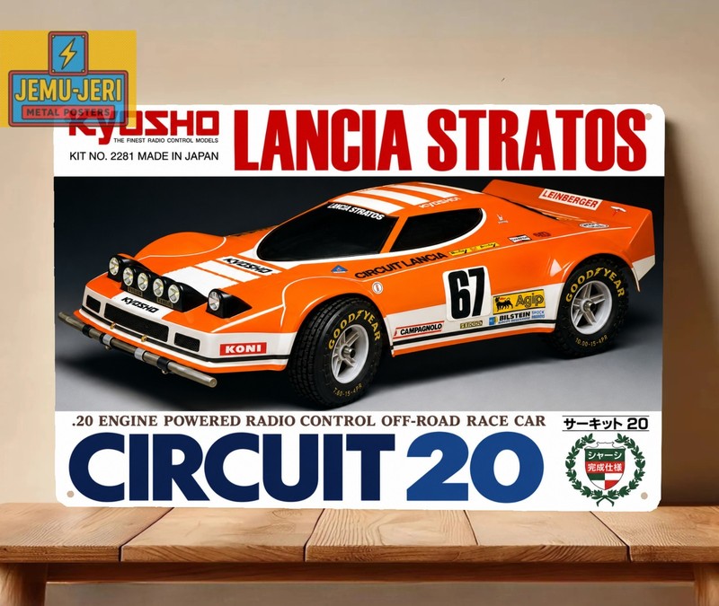 Kyosho Lancia Stratos Circuit 20 RC Car Box Art Metal Tin Sign Poster 20x30cm