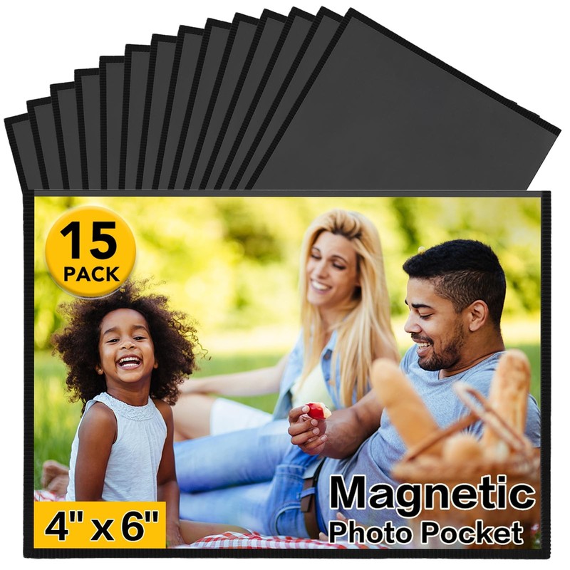 Magnetic Photo Frames 4×6 Inch Black Fridge Display Pack 15