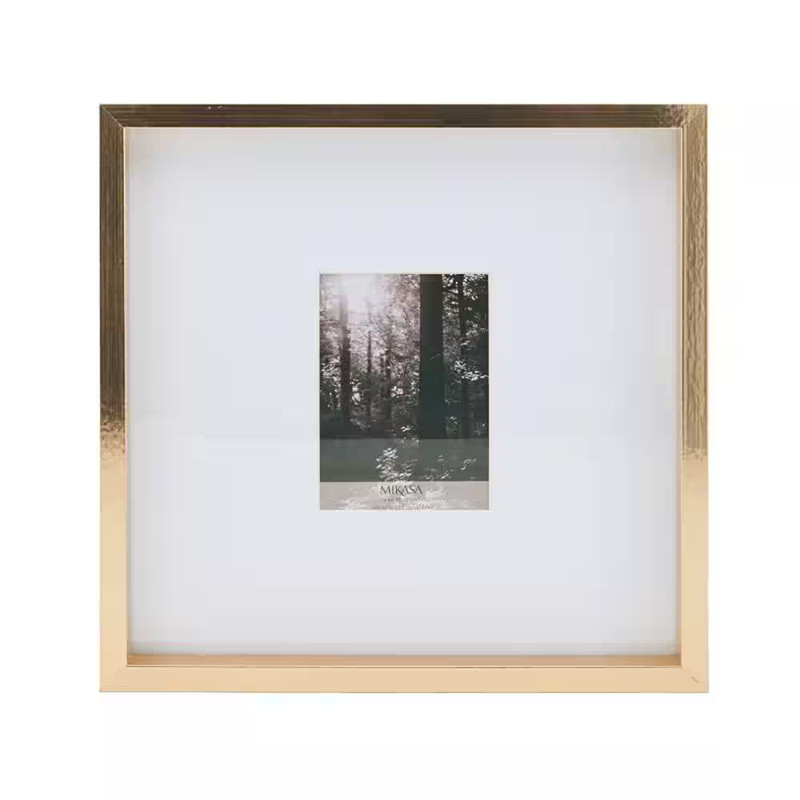 16 X 16 In. Gallery Picture Frame with 2 Mm Beveled Mat, Gold-15 X 15 In. Photo