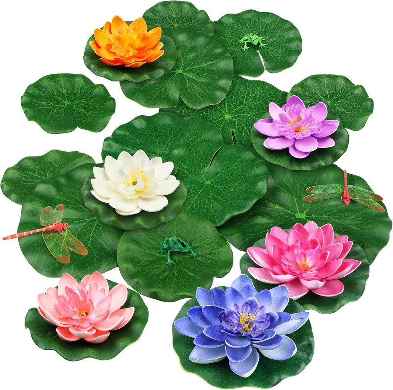 10/22PCS Realistic Lily Pads Leaves, Artificial Floating Foam Lotus Leaves, …