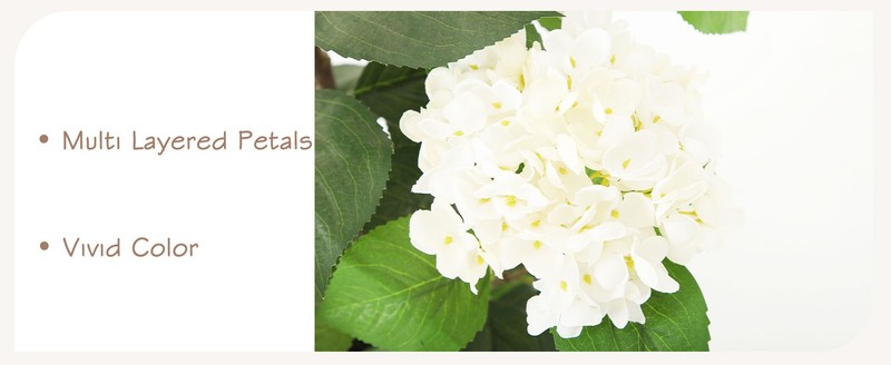 Bellacat 2ft Fake Hydrangea Bush Outdoor with White Flowers&Lifelike Leaves, gallery