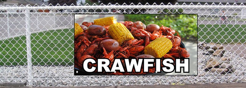 Crawfish Style 3 13 oz Vinyl Banner Sign w/ Metal Grommets