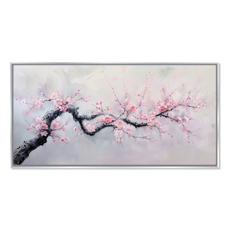 Cherry Blossom Canvas Panoramic Gallery Wrapped Wall Art Living Room Decor
