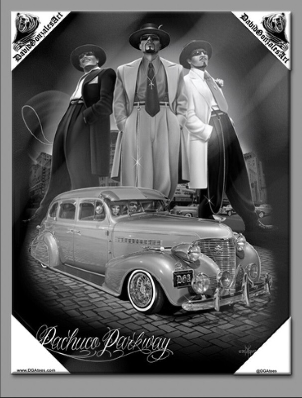 DGA Pachuco Parkway Chicano Lowrider Stretched Canvas Wall Art Wooded Frame