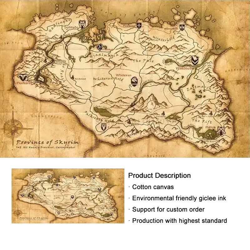 Old World Map Canvas Wall Art Historical Abstract Painting Poster Home Room Deco gallery