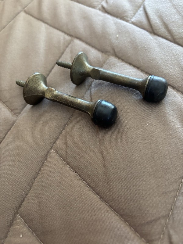 Vintage Door Stop With Rubber Bumper Cast Metal Hardware
