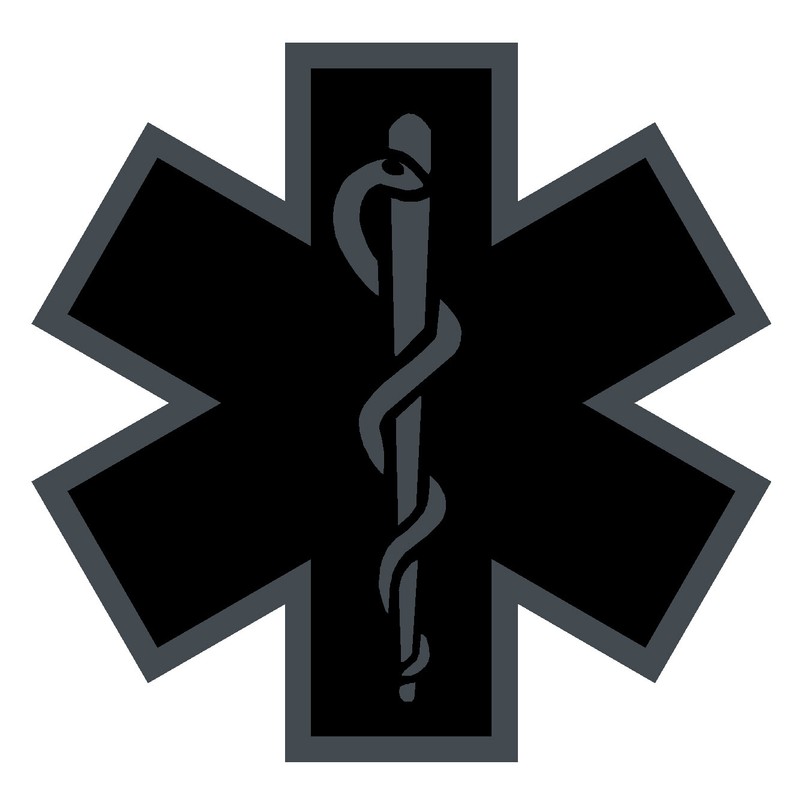 Black Subdued Reflective Star Of Life Car Fire Helmet Decal EMT multiple sizes