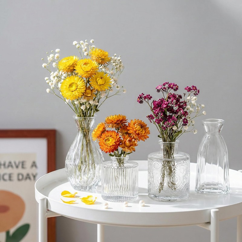 Glass Bud Vases Set of 4, 4 Sizes of Small Flower Vase for Party or Home Table D gallery